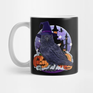 Crow Raven Witch Pumpkin Halloween Mug